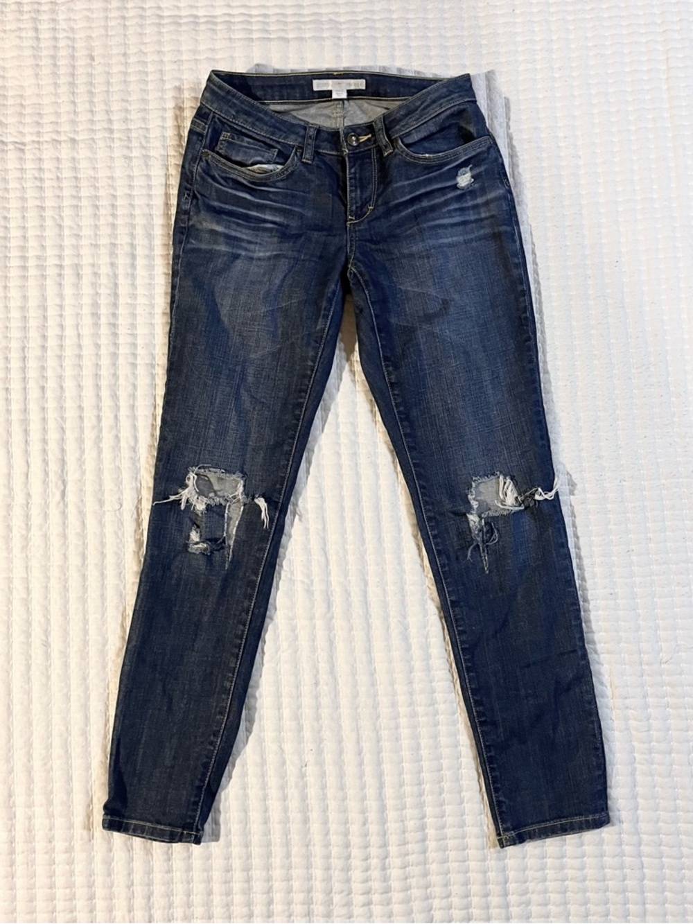 Boston Proper Distressed Skinny Jeans – Size 2 – Medium Wash Stretch Denim